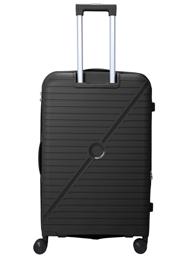 SENATOR Unisex Expandable PP Fashion Trolley Luggage Set Lightweight Hard Shell Spinner luggage with 360° Degree 4 Twin Wheel and Double Zippers KH1006-BLACK - Image 3