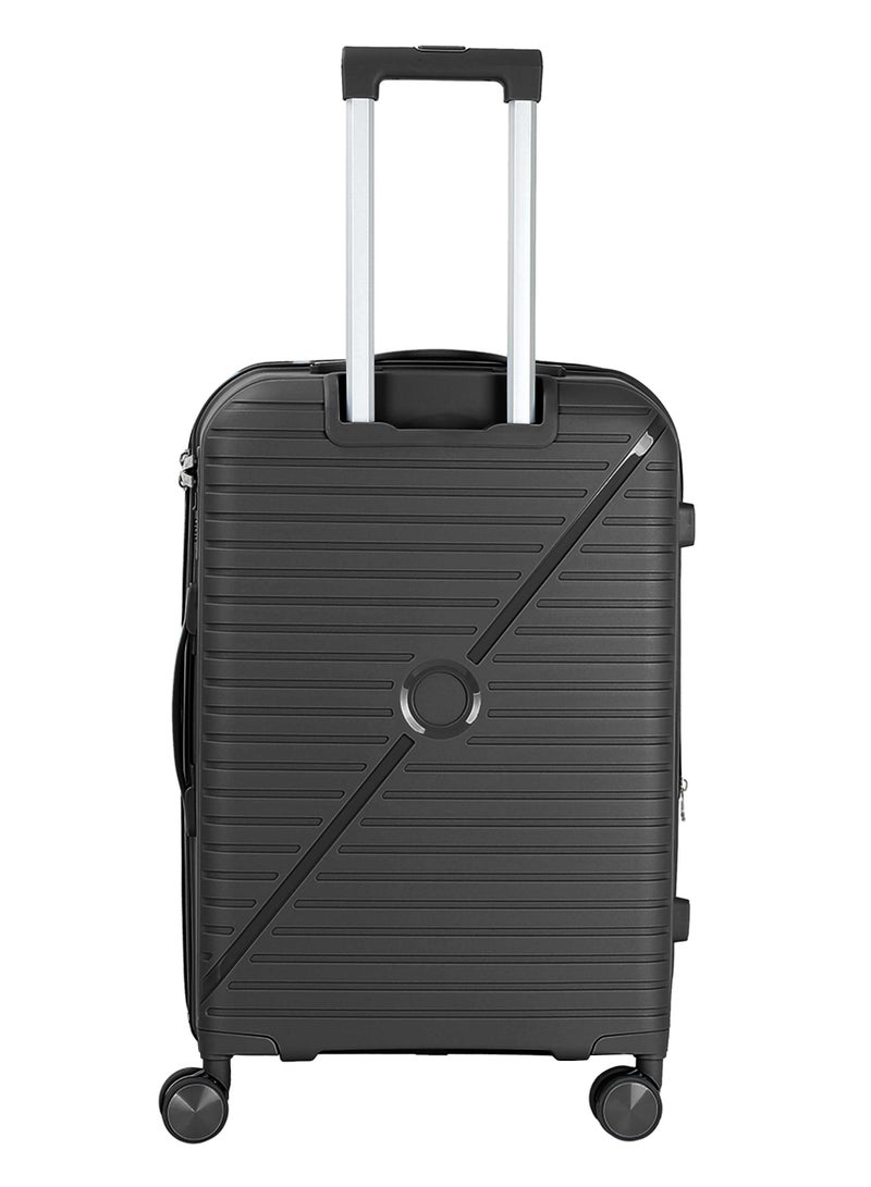 SENATOR Unisex Expandable PP Fashion Trolley Luggage Set Lightweight Hard Shell Spinner luggage with 360° Degree 4 Twin Wheel and Double Zippers KH1006-BLACK - Image 5