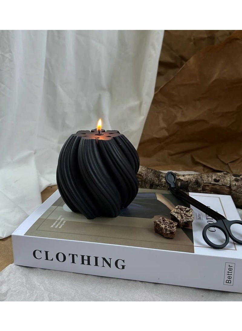 atorakushon atorakushon Soy Wax Spiral Pillar Candle Decorative Handmade Scented Aromatic Fragrance Candles for Home Decor Gift Black  - Image 3
