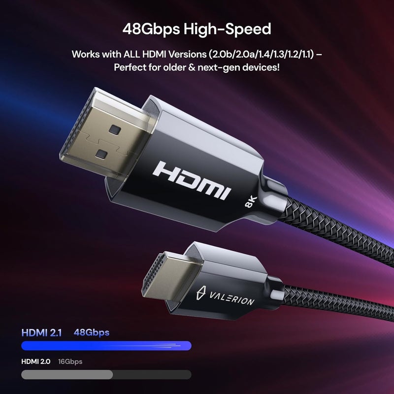 فاليريون كابل HDMI 8K فائق السرعة معتمد ��طول 2 متر - Image 2