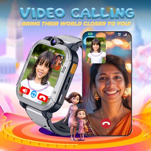 PunnkFunnk Musk Safeguard 5G/4G Kids Smart Watch with SIM Calling, GPS Tracker, Video Call, SOS Alerts, Face Unlock, Games, IP67, 800mAh Battery, Voice Chat(Grey) - Image 3