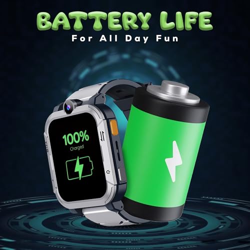 PunnkFunnk Musk Safeguard 5G/4G Kids Smart Watch with SIM Calling, GPS Tracker, Video Call, SOS Alerts, Face Unlock, Games, IP67, 800mAh Battery, Voice Chat(Grey) - Image 2