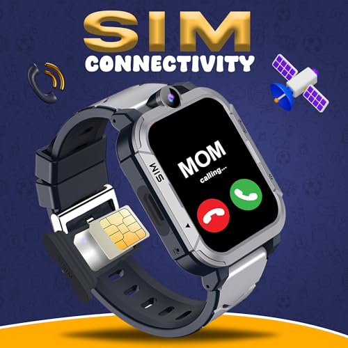 PunnkFunnk Musk Safeguard 5G/4G Kids Smart Watch with SIM Calling, GPS Tracker, Video Call, SOS Alerts, Face Unlock, Games, IP67, 800mAh Battery, Voice Chat(Grey) - Image 4