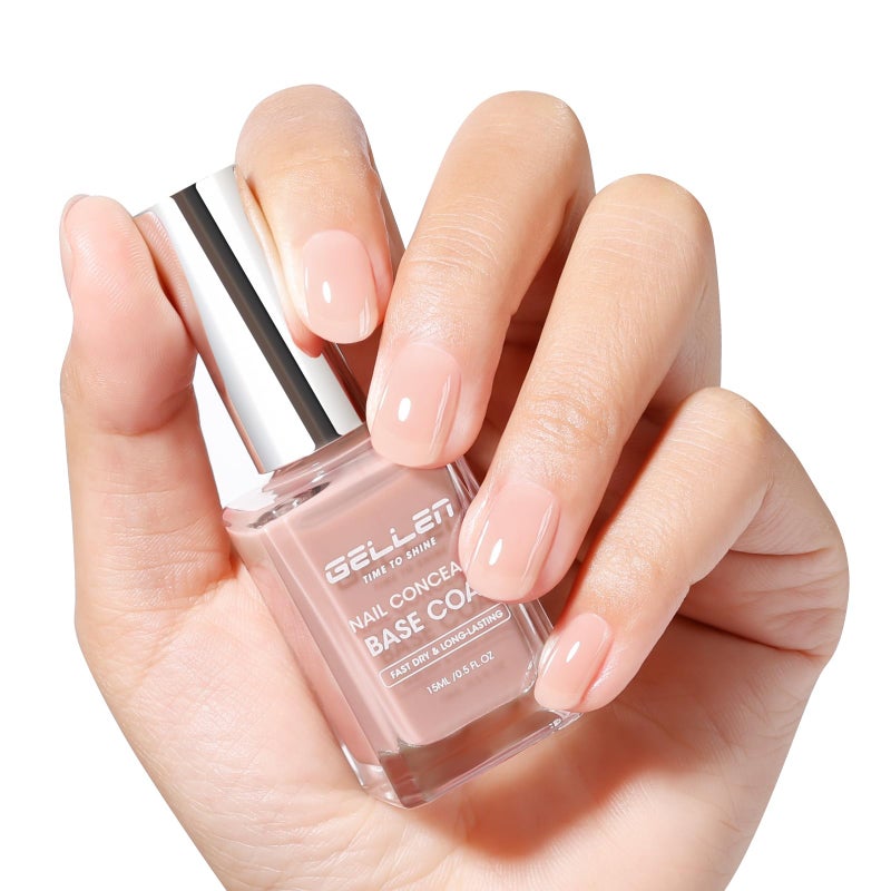 GELLEN 4-In-1 Illuminating Nail Concealer Base Coat Nail Polish Sheer Nude Neutral Earth Tones, Quick Dry Ridge Filler Strengthener | Smooth Strengthen Yellow Discolored Nails | Toxin TPO HEMA Free - Image 1