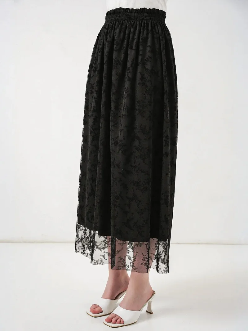 Big Dart Black BDART Floral High Waist Maxi A-Line Skirt for Women | Best Price UAE