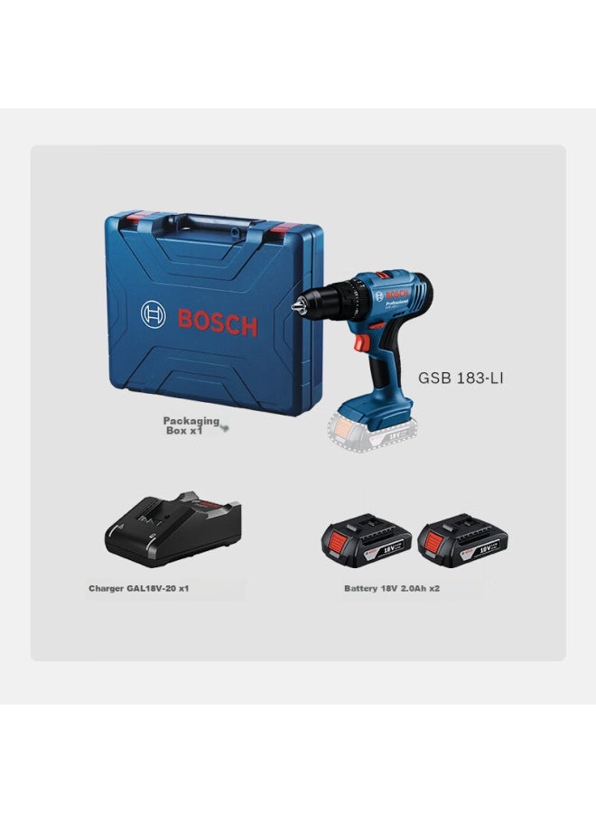 Bosch Gsb 183 18v Lithium-ion Cordless Impact Drill Electric Screwdriver Power Tool Dual Battery 2.0ah - Image 2