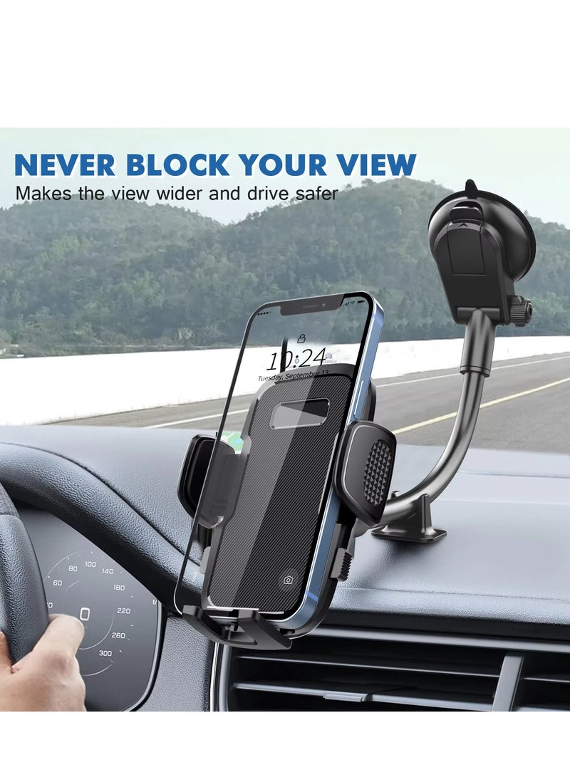 Cell Dashboard Car Phone Holder 360° Widest View Flexible Long Arm Universal Strong Suction Anti-Shake Stabilizer Handsfree Auto Windshield Air Vent Phone Mount ML-219 Compatible with All Phone Android iPhone - Image 2