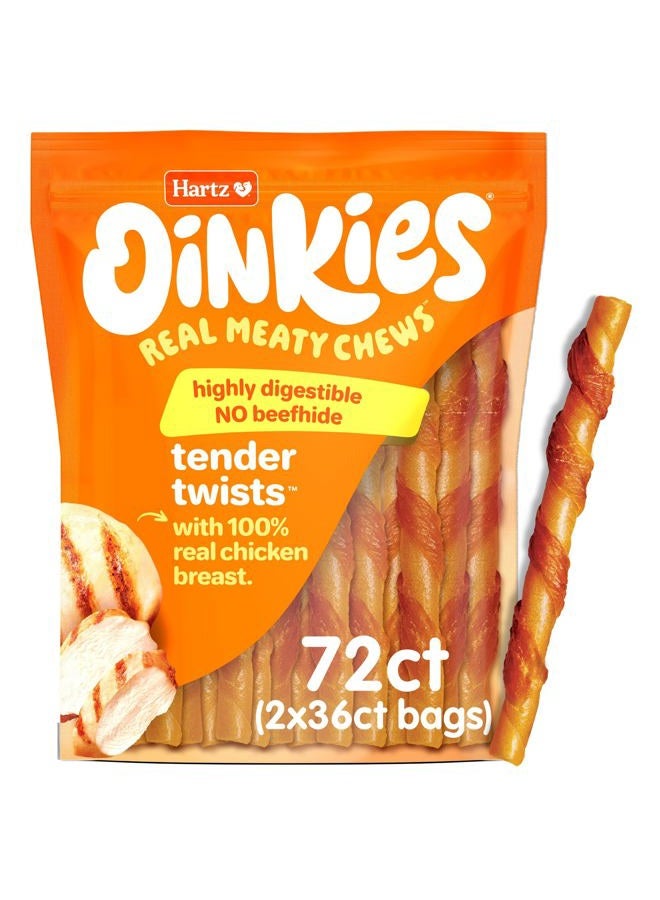 Hartz Oinkies Rawhide-Free Tender Treats Wrapped with Chicken Dog Treats Chews, 72 Count, Highly Digestible, No Artificial Flavors, Perfect for Smaller and Senior Dogs - Image 1