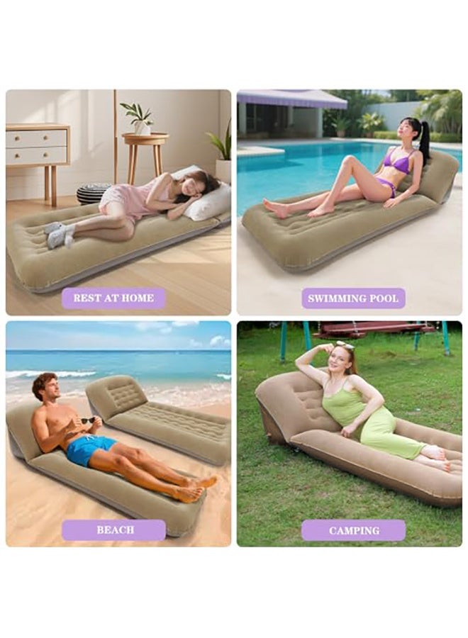 WALALLA Inflatable Camping Sofa Bed with Adjustable Backrest - Portable Flocking Air Mattress & Recliner for Outdoor Hiking, Beach & Travel, Includes Fast Inflation Pump - Image 3