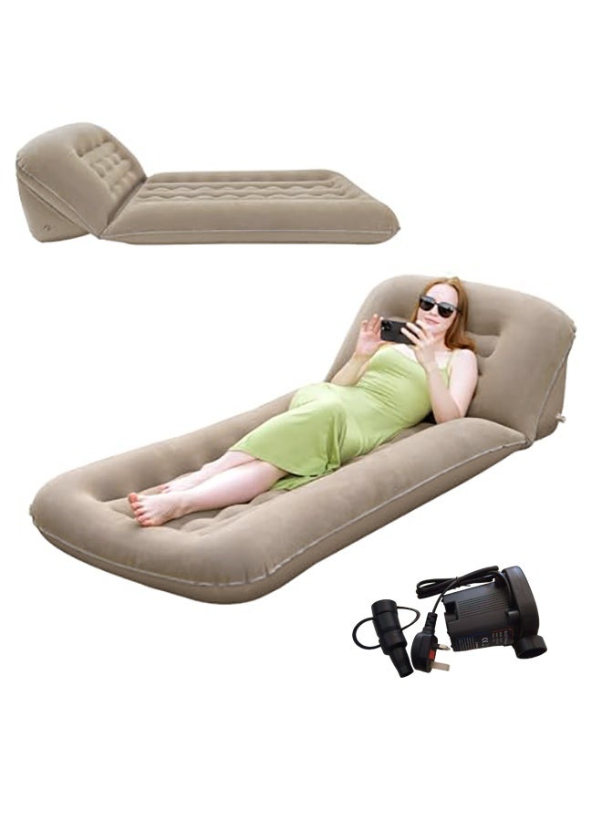 WALALLA Inflatable Camping Sofa Bed with Adjustable Backrest - Portable Flocking Air Mattress & Recliner for Outdoor Hiking, Beach & Travel, Includes Fast Inflation Pump - Image 1