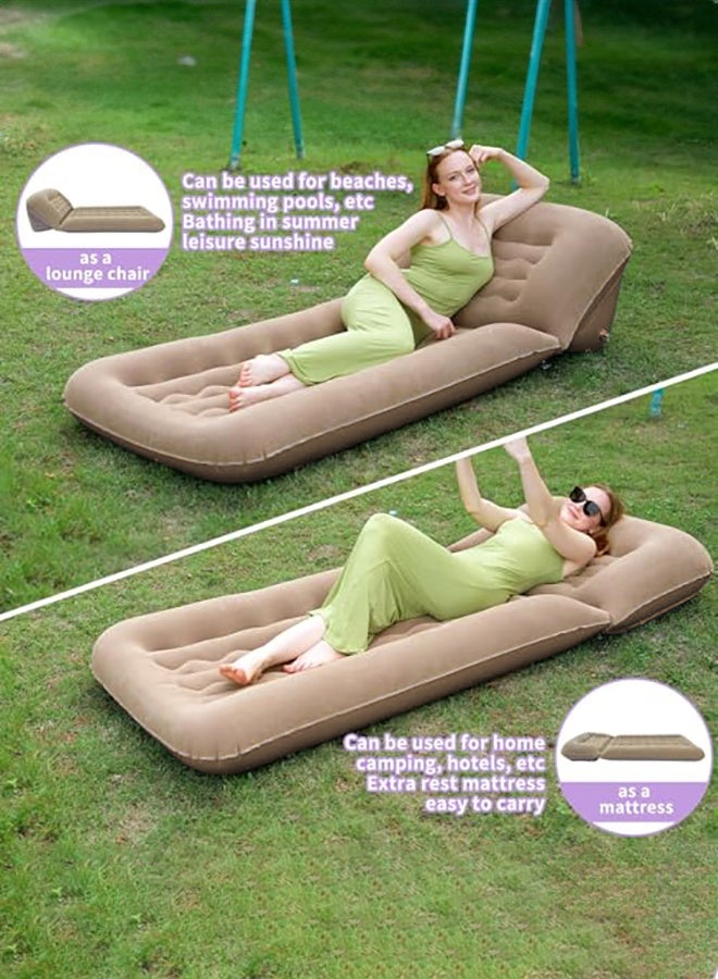 WALALLA Inflatable Camping Sofa Bed with Adjustable Backrest - Portable Flocking Air Mattress & Recliner for Outdoor Hiking, Beach & Travel, Includes Fast Inflation Pump - Image 4