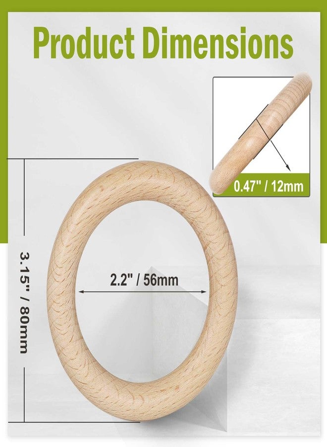 FoDau770 5pcs Natural Beech Wooden Rings, Unfinished Solid Wood Rings Heavy Duty Wood Circles, Macrame Craft Circles for Party, Home Decor & DIY Making - Outer Diameter: 3 Inch - Image 4
