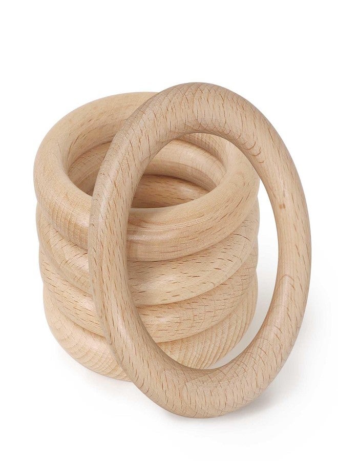 FoDau770 5pcs Natural Beech Wooden Rings, Unfinished Solid Wood Rings Heavy Duty Wood Circles, Macrame Craft Circles for Party, Home Decor & DIY Making - Outer Diameter: 3 Inch - Image 1