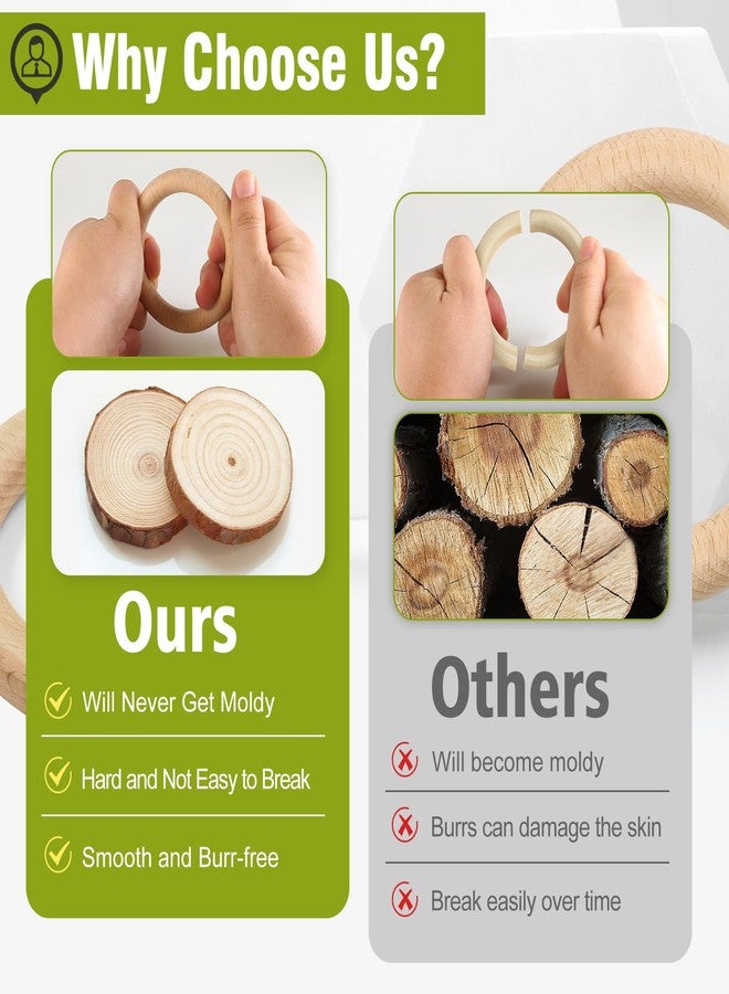 FoDau770 5pcs Natural Beech Wooden Rings, Unfinished Solid Wood Rings Heavy Duty Wood Circles, Macrame Craft Circles for Party, Home Decor & DIY Making - Outer Diameter: 3 Inch - Image 5