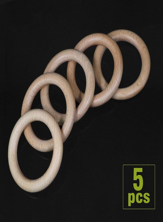 FoDau770 5pcs Natural Beech Wooden Rings, Unfinished Solid Wood Rings Heavy Duty Wood Circles, Macrame Craft Circles for Party, Home Decor & DIY Making - Outer Diameter: 3 Inch - Image 2