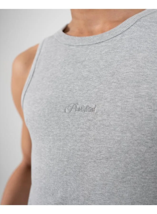 Prohibited Grey Melange The Embroidery Tank Top  | Best Price UAE