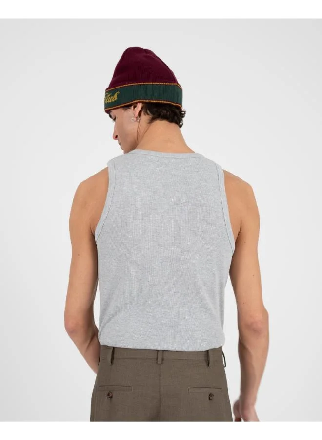 Prohibited Grey Melange The Embroidery Tank Top  | Best Price UAE