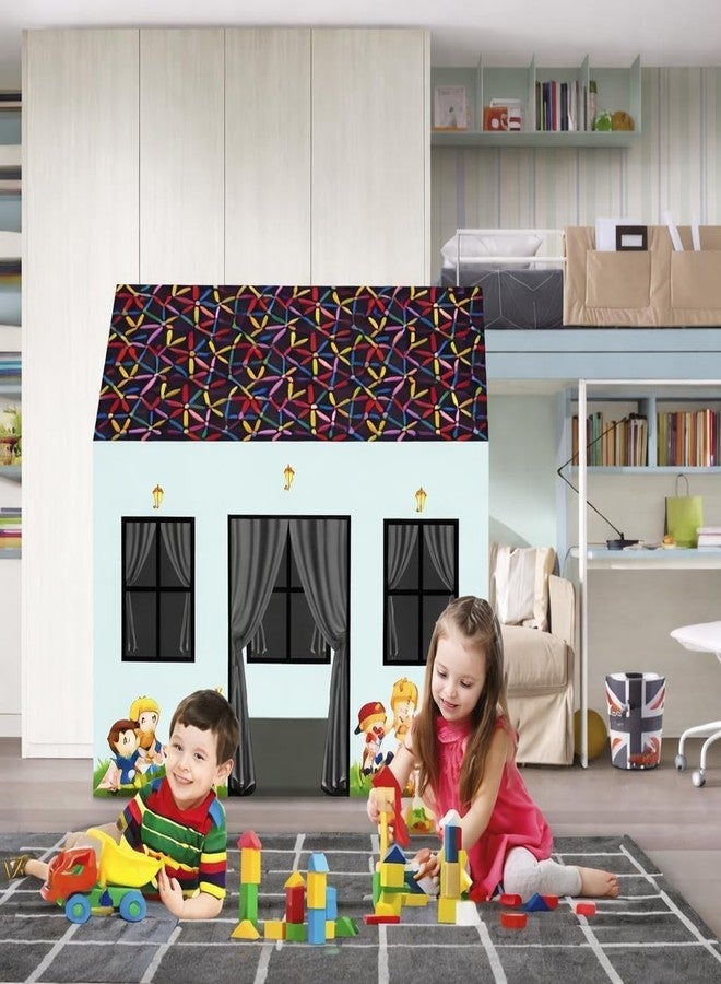 ZIPRON Play Tent House for Kids 2 to 8 Years Boys Girls Foldable Lightweight Indoor Outdoor Children Toy Tent Colorful Kids Playhouse for Home Birthday Gift (Blue Pathshala Tent House) - Image 2