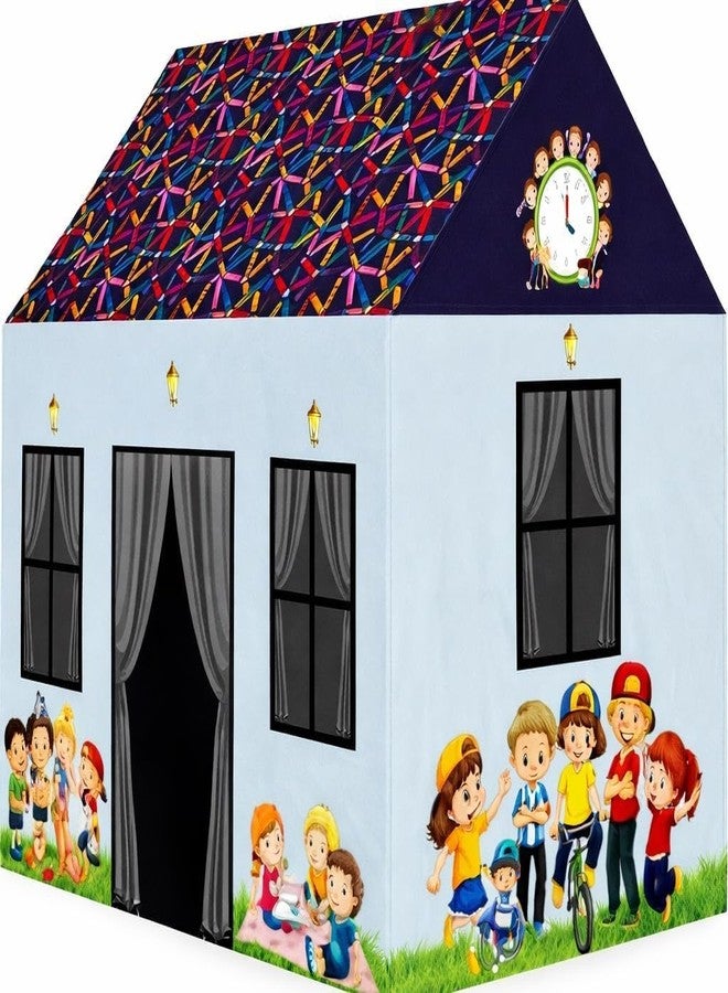 ZIPRON Play Tent House for Kids 2 to 8 Years Boys Girls Foldable Lightweight Indoor Outdoor Children Toy Tent Colorful Kids Playhouse for Home Birthday Gift (Blue Pathshala Tent House) - Image 1