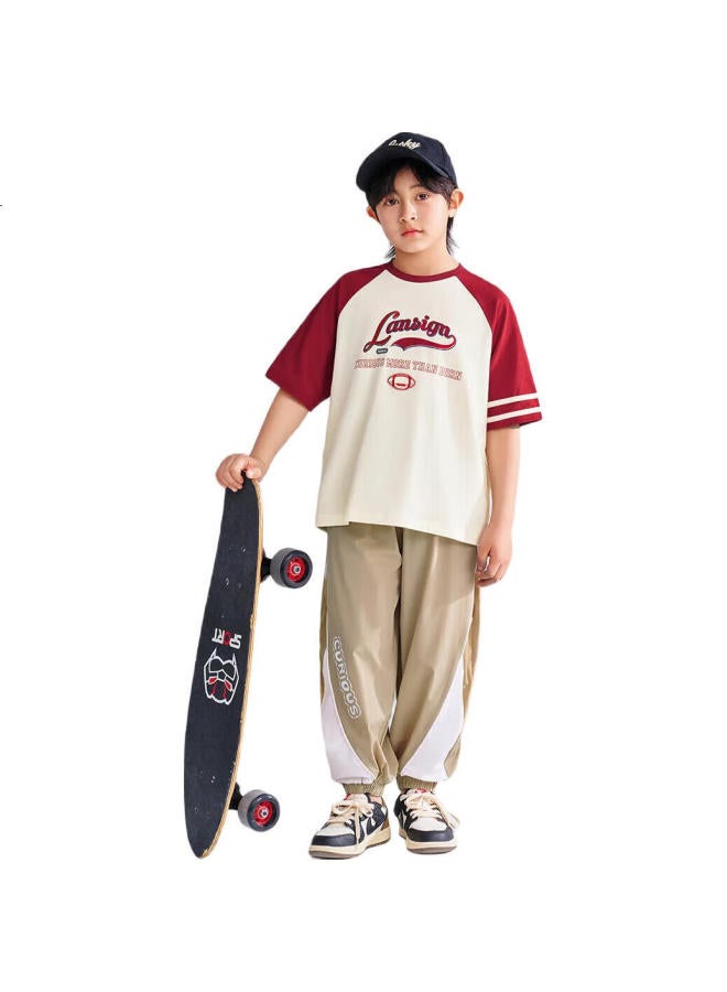 Qq Duck Children'S Clothing, Boys' Mosquito-Repellent Pants, Summer Girls' Long Pants, Youth Clothing, Knitted Mesh Pants, Khaki; 165 - Image 1