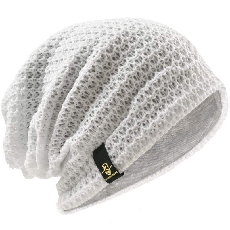 VECRY Men's Slouchy Beanie Knit Crochet Rasta Cap for Summer Winter (Cream) - Image 1
