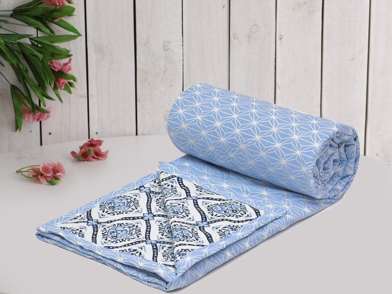 UmI. Umi Super Soft Cotton Reversible UltraSonic Reversible Quilted ComforterQuilt Bed Cover for Single Size Bed Luxury Breathable Cozy Super Soft Printed Comforter - Image 3
