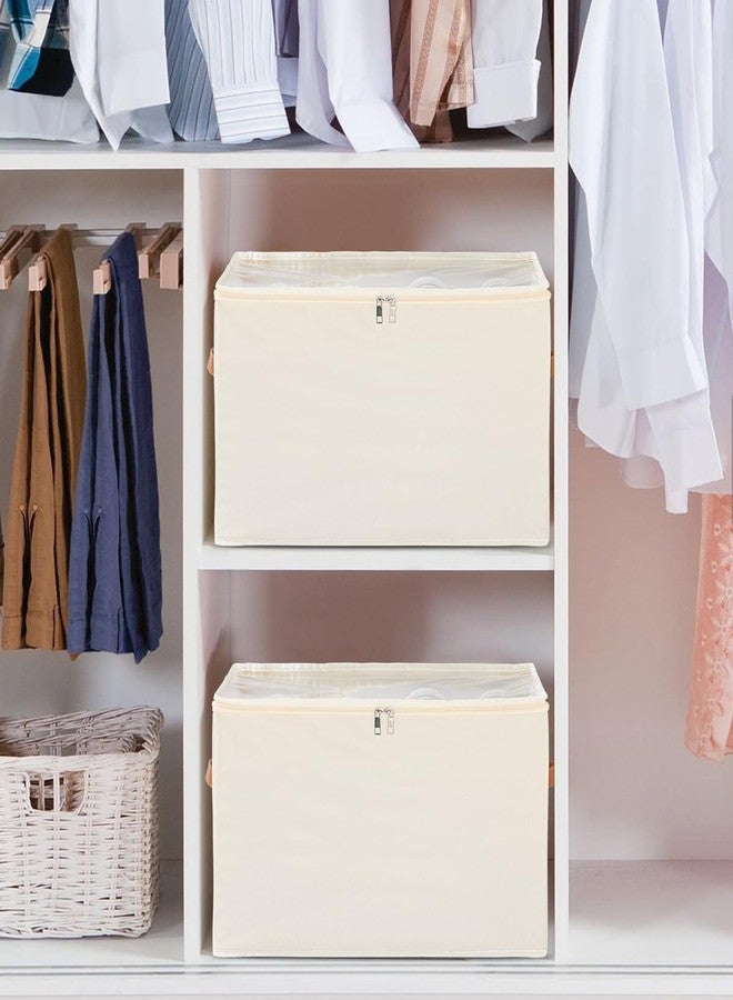 2 Pack Foldable Shoe Organizer for Closet,Fits 12-24 Pairs,Dividers & Clear Cover,Space-Saving Shoe Storage Bins,12 Cell Closet Organizer for Shoe,Clothing,Yoga Pants,T-shirts, and More (Beige) - Image 5