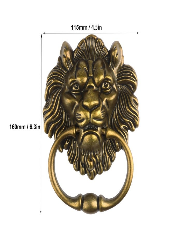 GENHAKON 4 PCS 6.3 Inch Classical Lion Door Knocker, Antique Bronze Lion Door Handle Classical Cabinet Ring Knob Matte Antique Bronze Hardware with Screws, Euro Decorative Door Knocker - Image 2
