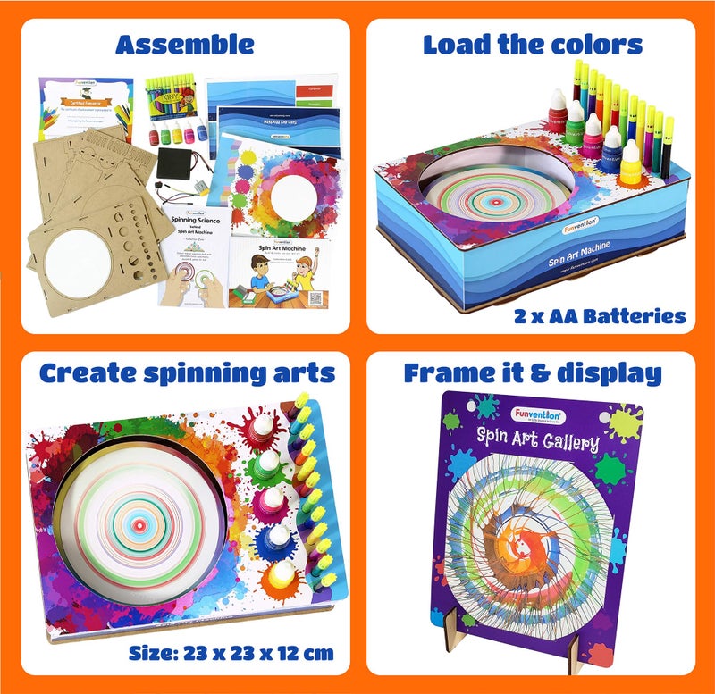 Funvention Spin Art Machine Kit for Kids | DIY STEM Toy with Fun | Build & Create Spinning Arts | Educational Science Toy for Kids Ages 8+ Boys & Girls | Made in India | Birthday Gift - Image 5