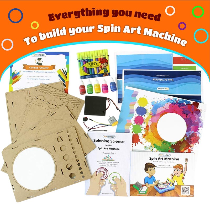 Funvention Spin Art Machine Kit for Kids | DIY STEM Toy with Fun | Build & Create Spinning Arts | Educational Science Toy for Kids Ages 8+ Boys & Girls | Made in India | Birthday Gift - Image 4