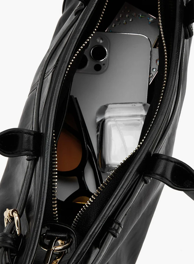 Flora Bella By Shoexpress Solid Double Handle Shoulder Bag with Detachable Strap