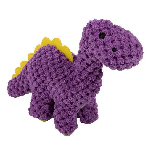 goDog Checkers Just for Me Dinos Bruto Squeaky Plush Dog Toy Chew Guard Technology Purple Mini - Image 1