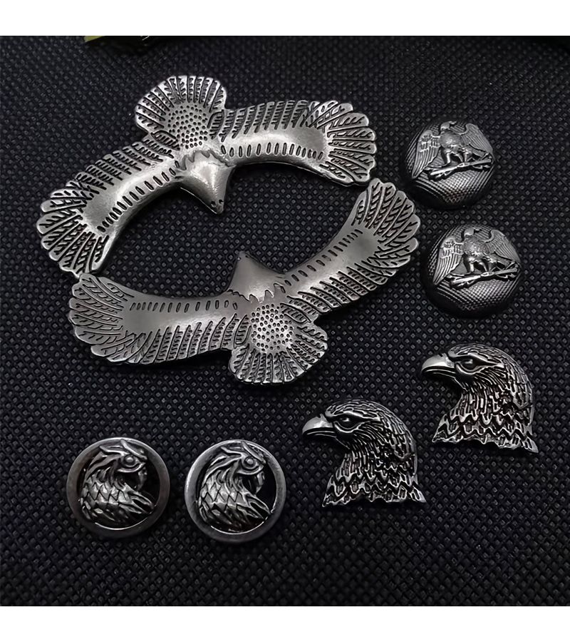 Vintage Eagle Pattern Clothing And Leather Additions Includes Bags Belts Antique Silver Studs 5 Set - Image 5
