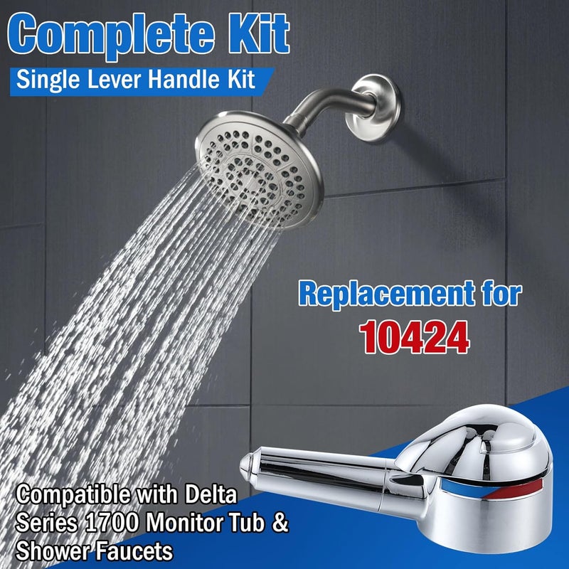 Enhon Lever Handle Replacement for 10424, Single Lever Handles Kit Compatible with Delta Series 1700 Monitor Tub and Shower Faucets, 5 in H X 2 in W Faucet Handle, Chrome (1 Pack) - Image 3