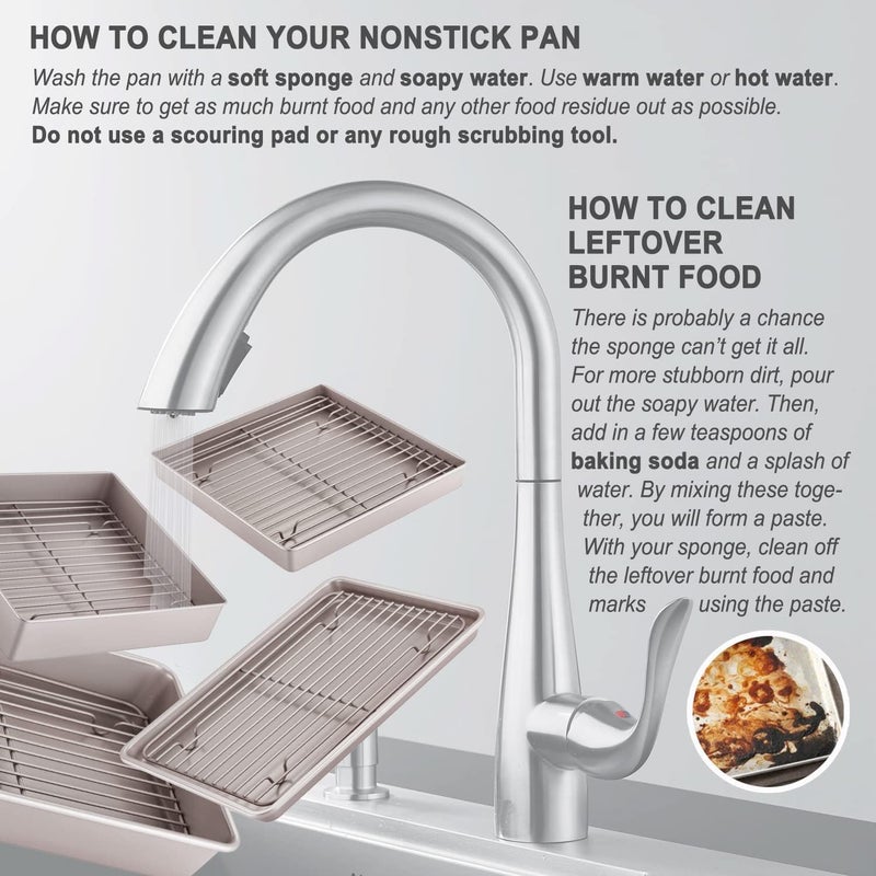 chefmade Roasting Pan with Rack, 11-Inch Non-Stick Square Shallow Dish Sheet Pan with Wire Rack for Oven Baking, BBQ and Roasting 11.2" x 11.2" x 1.4" (Champagne Gold) - Image 5