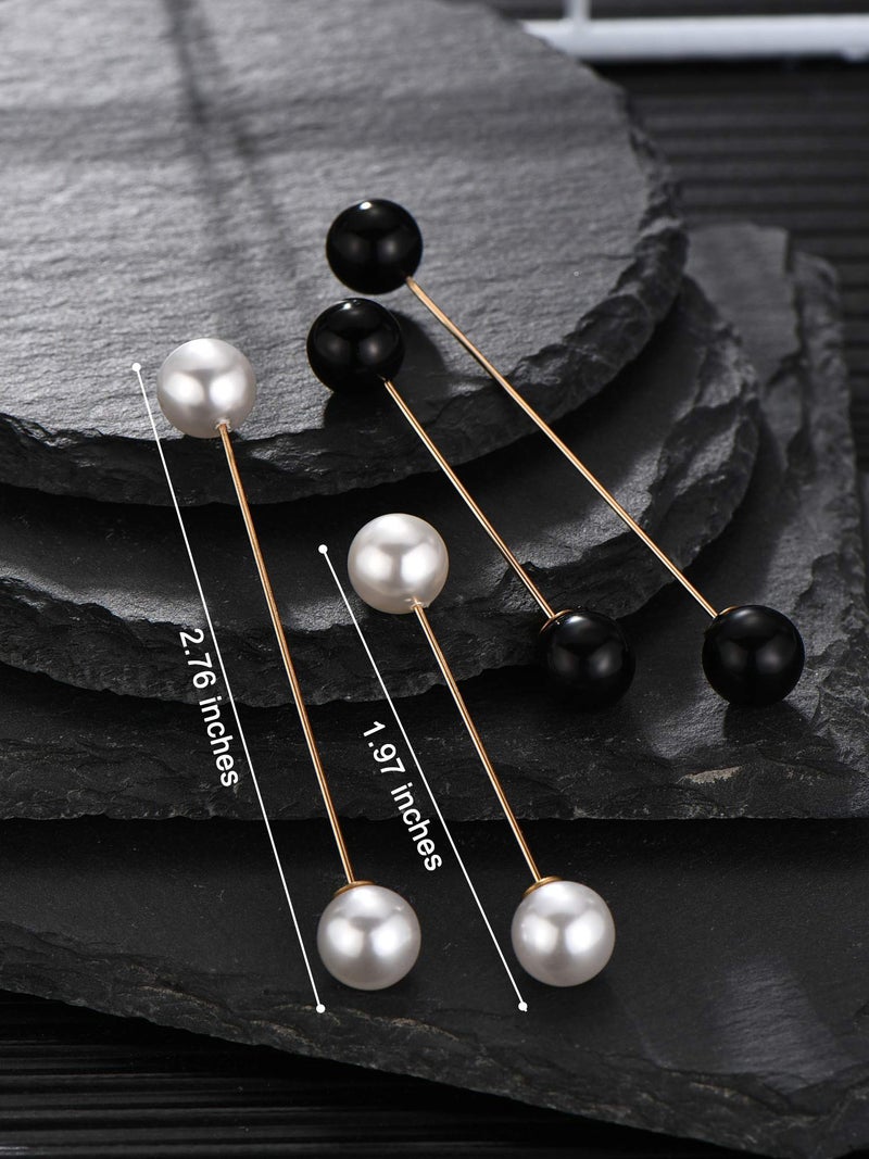 Chuangdi 4 Pieces Sweater Shawl Clips Pearl Brooch Pins for Women Cardigan Sweater Clip Double Faux Pearl Brooches Vintage Shirts Pin for Clothes Women Girl Costume Accessory - Image 4