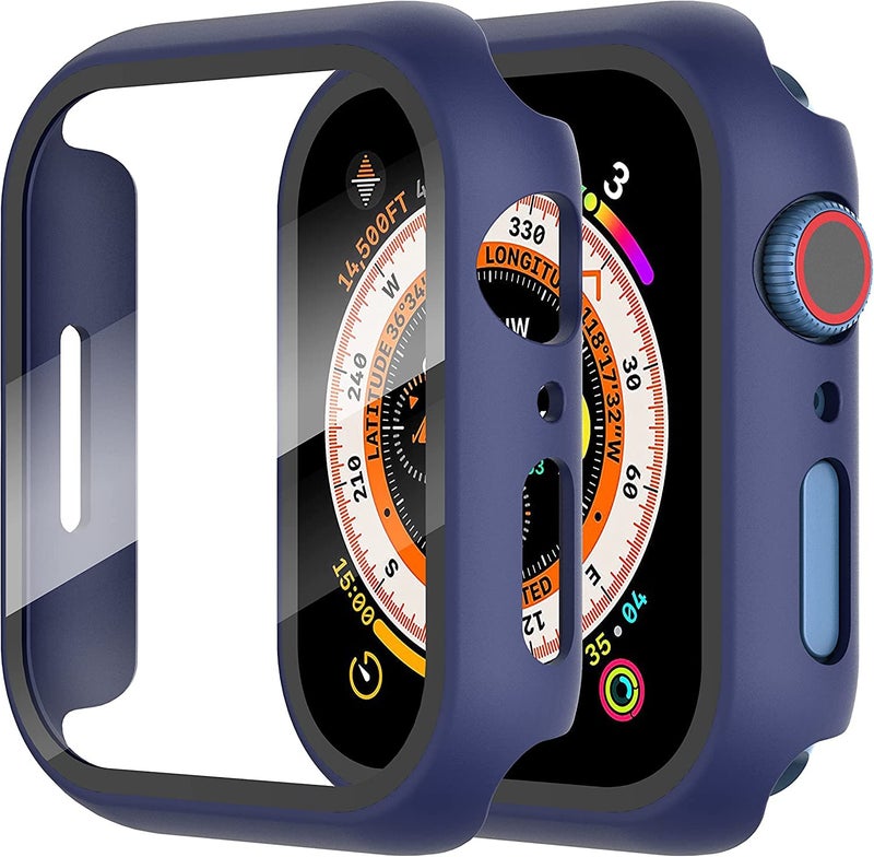 NEXT STORE Apple Watch 41mm Series 8/7 Hard Case with Tempered Glass Screen Protector, Ultra-Thin Rugged Protective Cover, Blue - Image 3