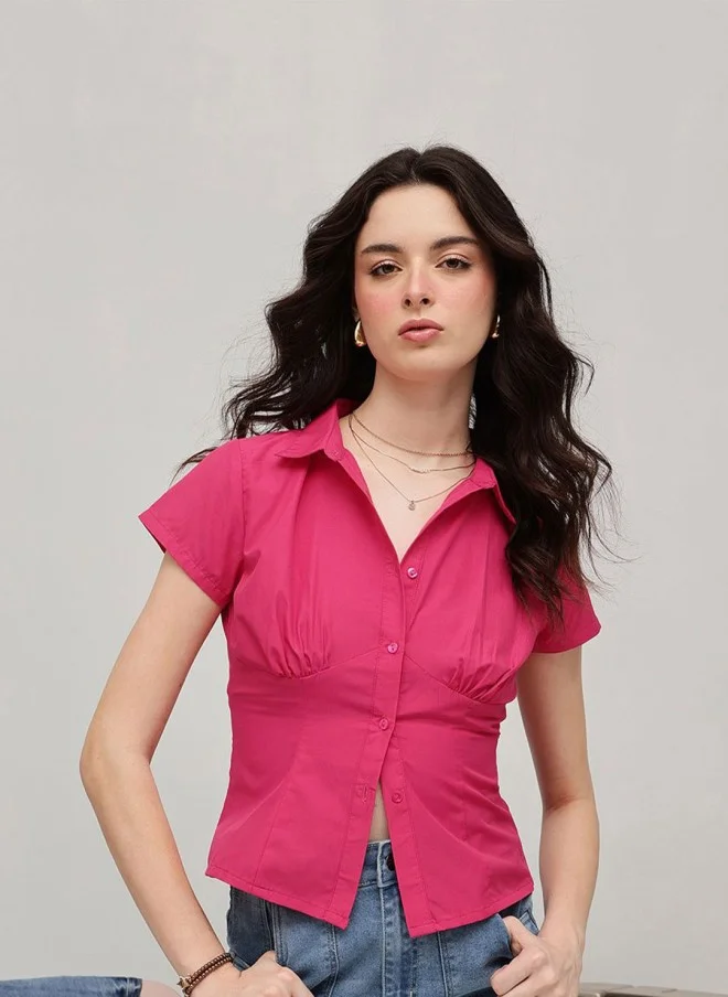 STREET 9 Fuchsia Slim Fit Casual Shirt for Women