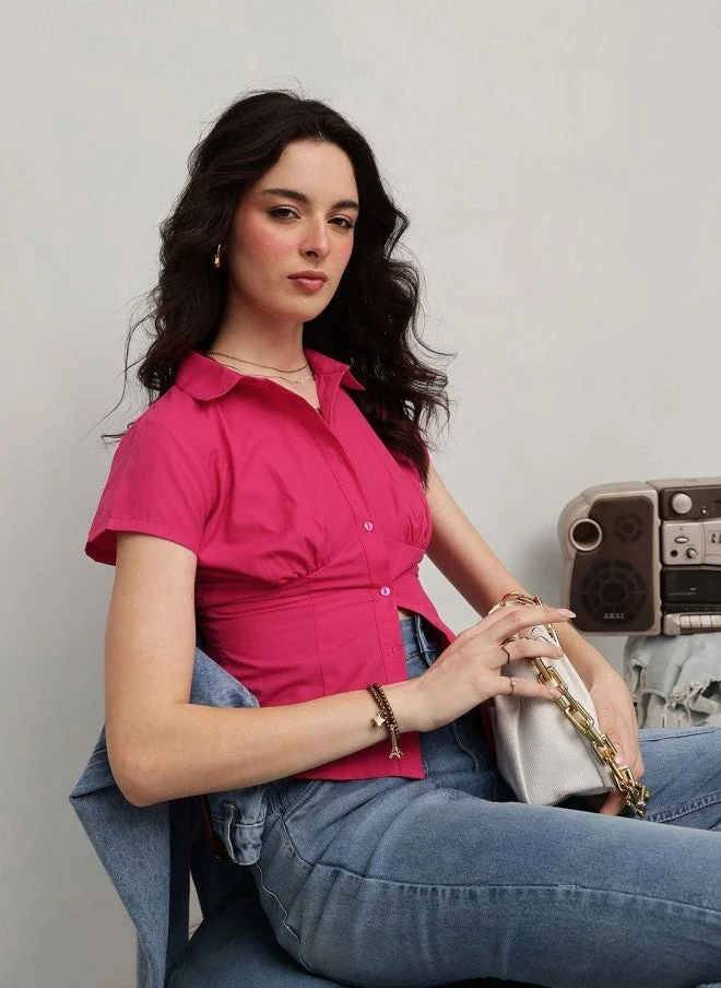 STREET 9 Fuchsia Slim Fit Casual Shirt for Women