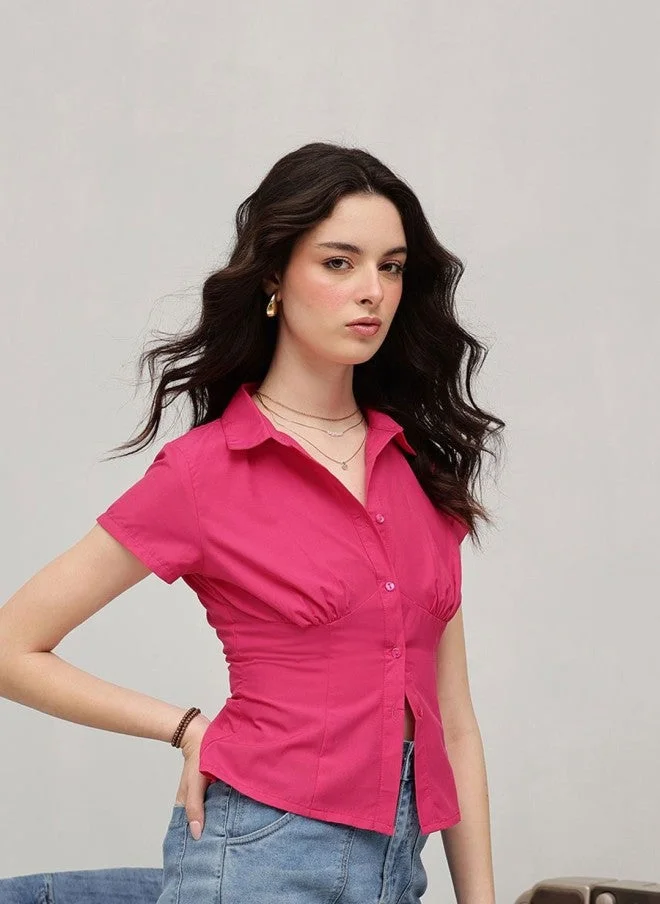 STREET 9 Fuchsia Slim Fit Casual Shirt for Women