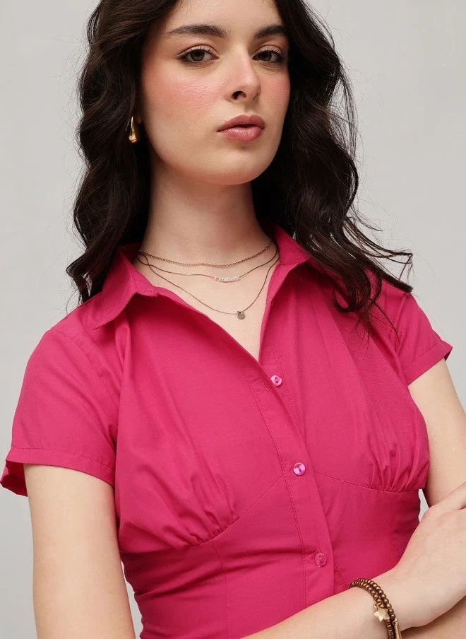 Fuchsia Slim Fit Casual Shirt for Women