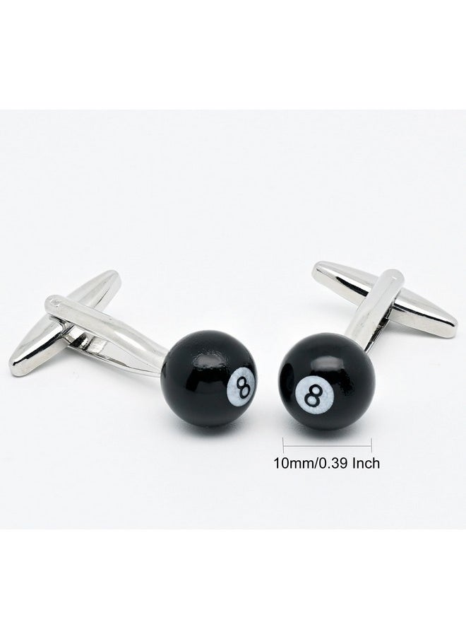Jonwo Lucky Black 8 Ball Cufflinks For Men Dress In Gift Case Funny Black 8 Men'S Cufflinks Set For Wedding Party Birthday Anniversary Dress  - Image 5