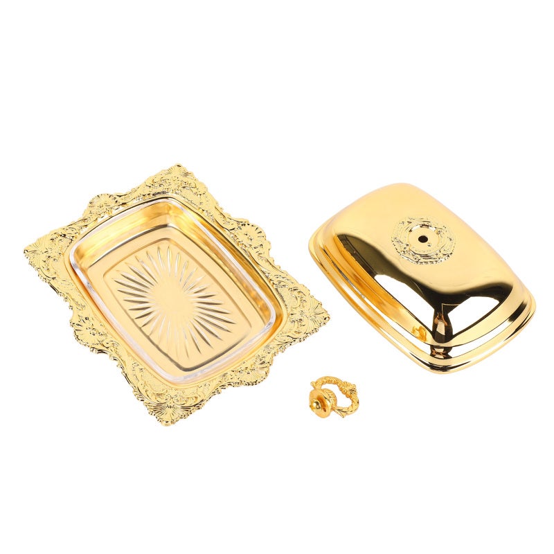 Metal Butter Plate: Glass & Alloy Material - Multipurpose Vintage Design Butter Dish for Kitchen Refrigerator, Daily Use, Parties & Gifting - Image 2
