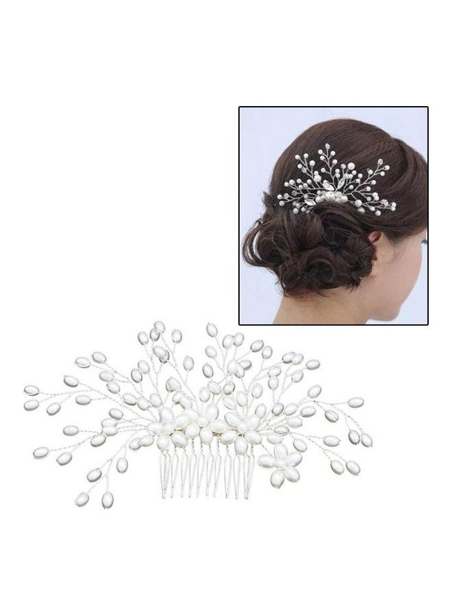 NIBEMINENT Wedding Handmade Pearl Bridal Women Headwear Jewelry Silver - Image 1