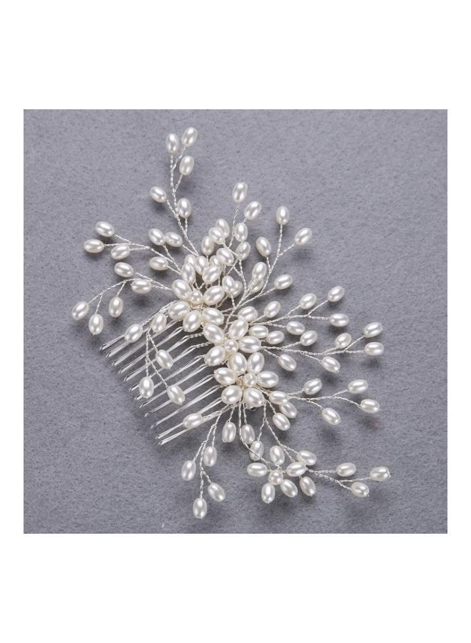 NIBEMINENT Wedding Handmade Pearl Bridal Women Headwear Jewelry Silver - Image 3
