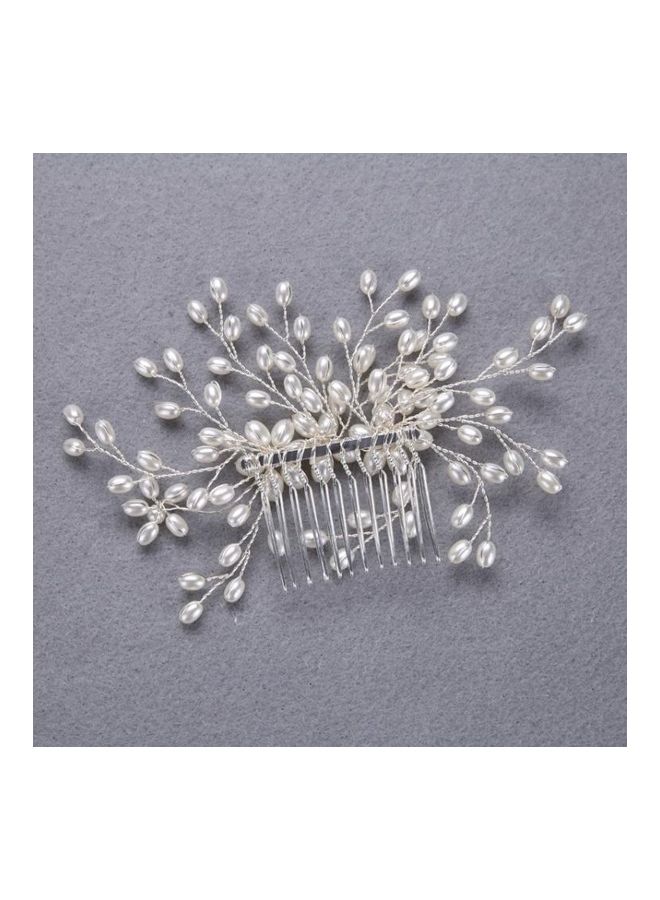 NIBEMINENT Wedding Handmade Pearl Bridal Women Headwear Jewelry Silver - Image 4