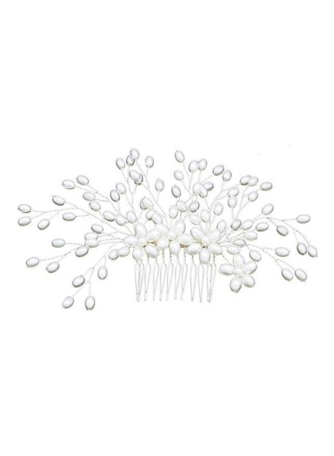 NIBEMINENT Wedding Handmade Pearl Bridal Women Headwear Jewelry Silver - Image 2