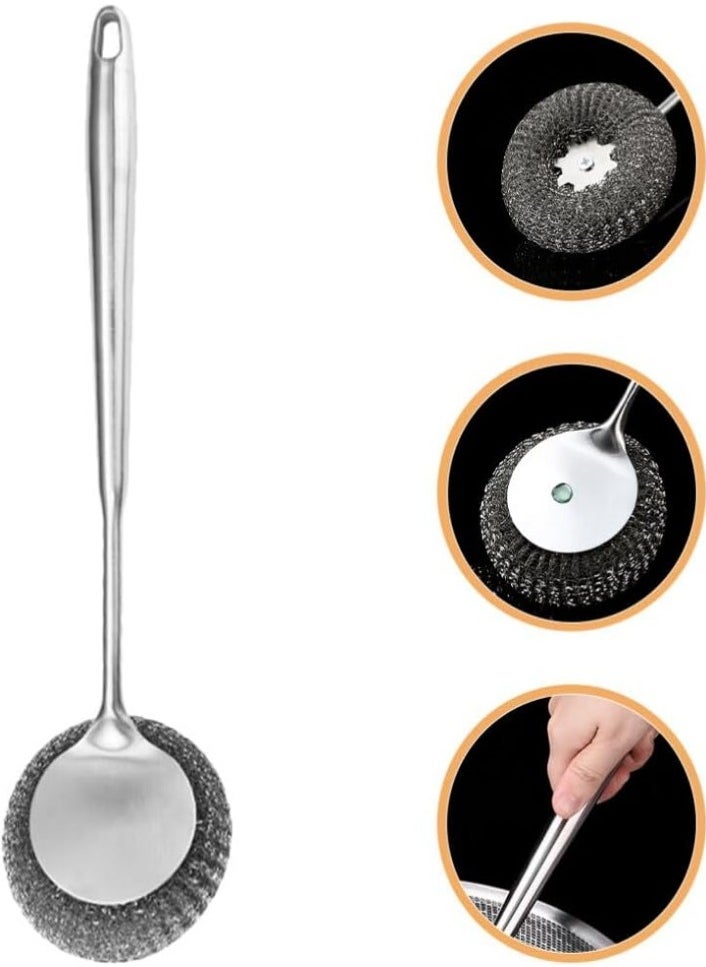 XVersion Pot and Pan Cleaning Brush – Stainless Steel Scrubber with Handle, Heavy-Duty Dish Brush for Kitchen Cookware & Appliances  - Image 2