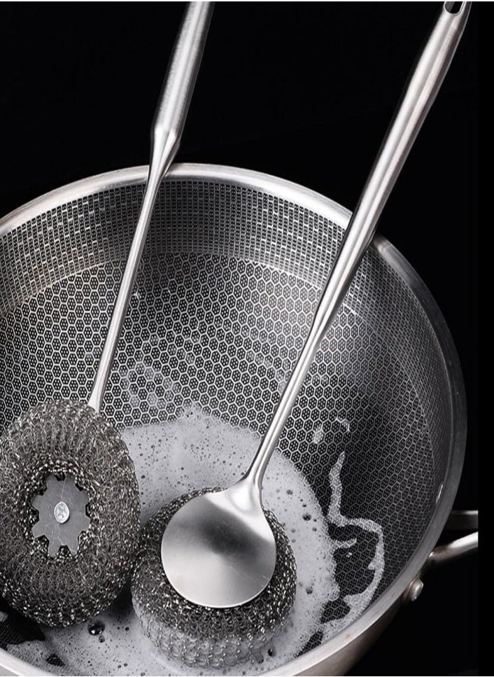 XVersion Pot and Pan Cleaning Brush – Stainless Steel Scrubber with Handle, Heavy-Duty Dish Brush for Kitchen Cookware & Appliances  - Image 3