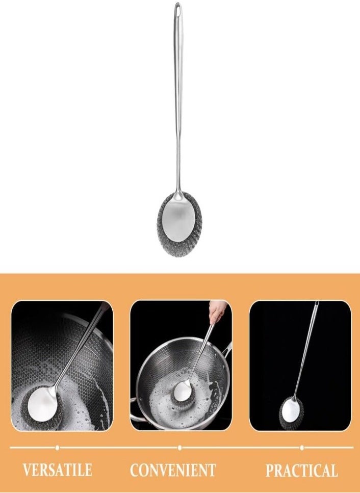 XVersion Pot and Pan Cleaning Brush – Stainless Steel Scrubber with Handle, Heavy-Duty Dish Brush for Kitchen Cookware & Appliances  - Image 5